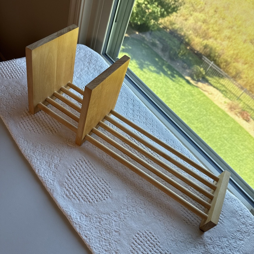 Wood Book Rack Tabletop Bookshelf Desk Top Shelf Adjustable Sliding VTG